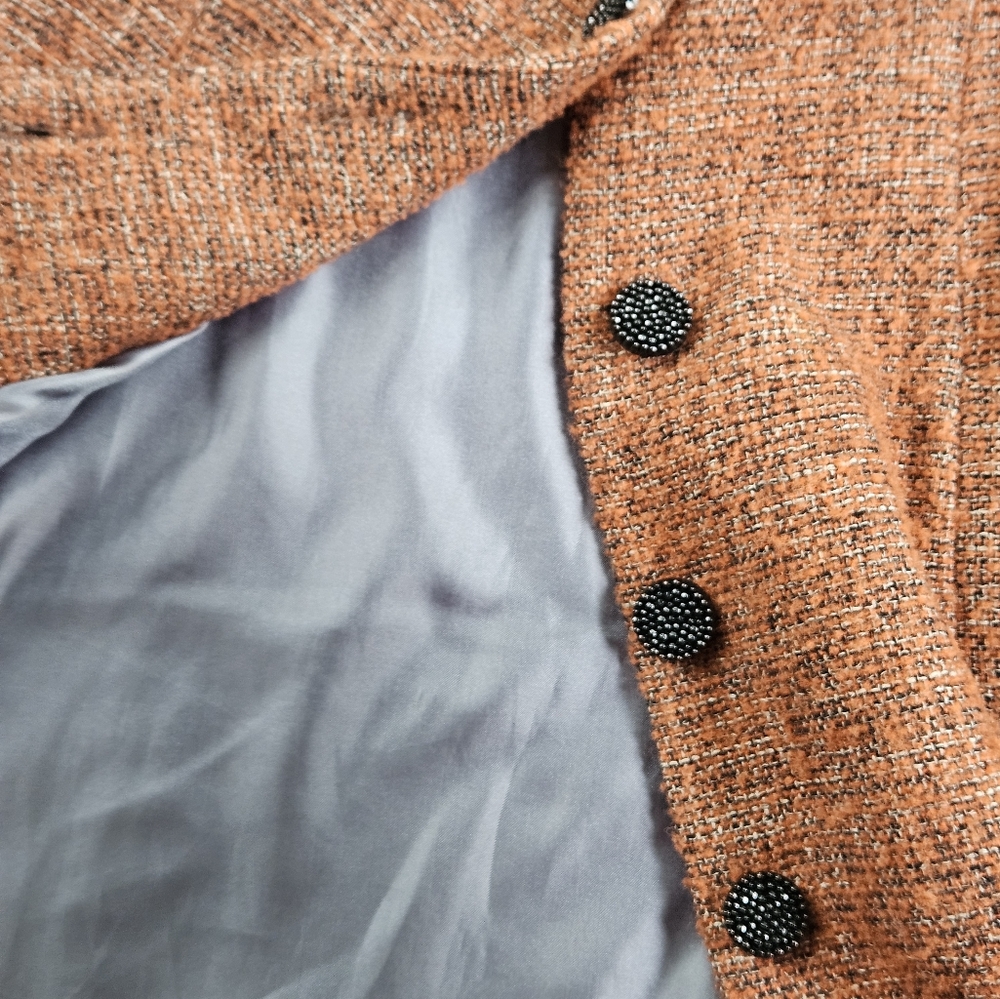 Chalet orange and black tweed coat size small - Picture 4 of 5